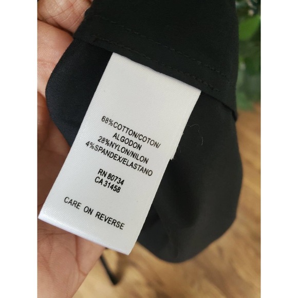 Bcbgmaxazria Women's Black Cotton Round Neck Short Sleeve Knee Length Size 6 - Picture 11 of 12